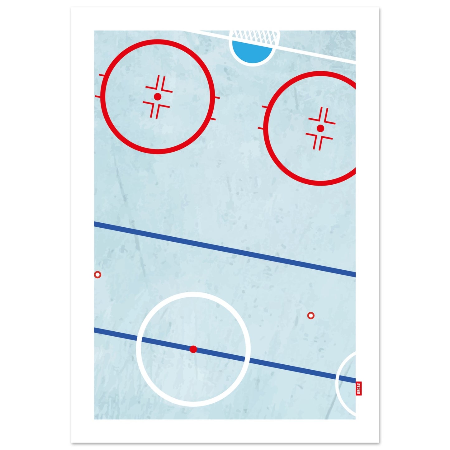 Aperçu de l'affiche du terrain de hockey en version minimaliste par Orcaz Designs.