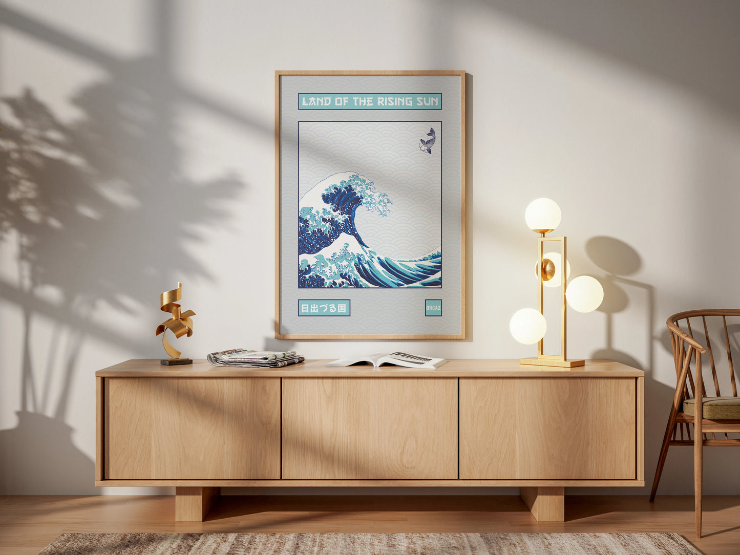 Affiche japonaise inspirée de la grande vague de kanagawa par Orcaz Designs.