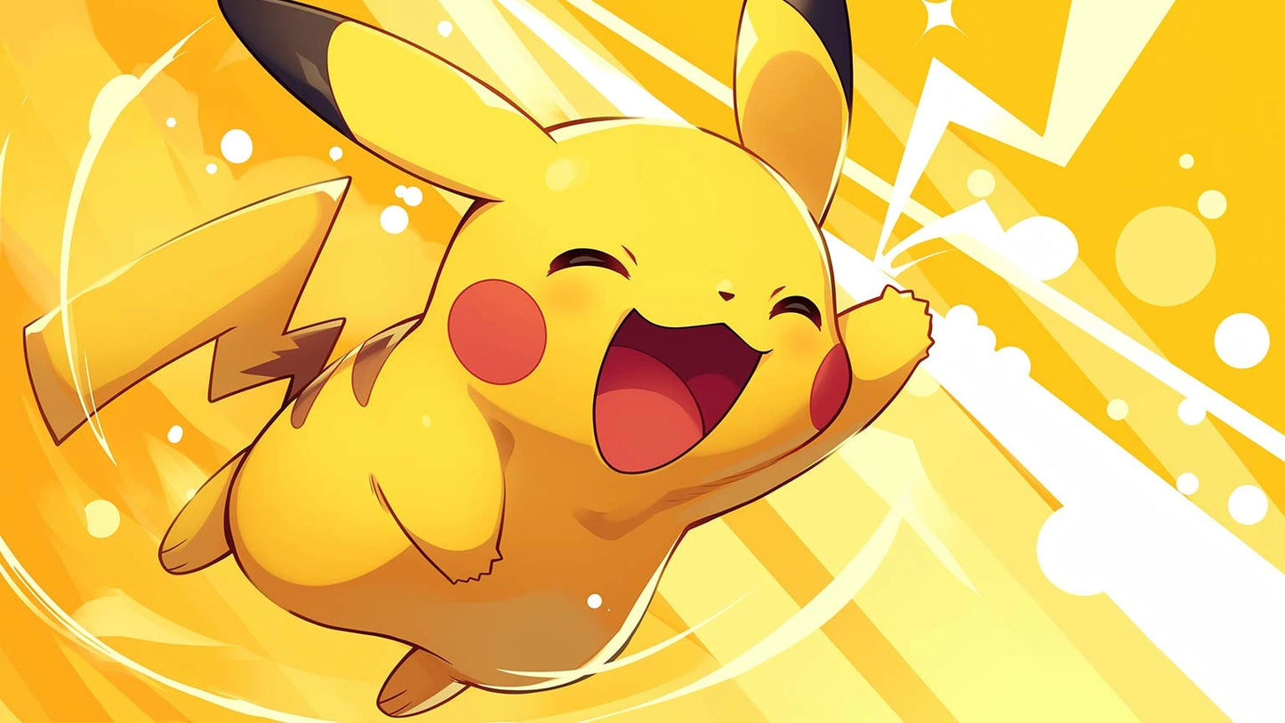 Fond d'écran avec une illustration du Pokemon Pikachu.