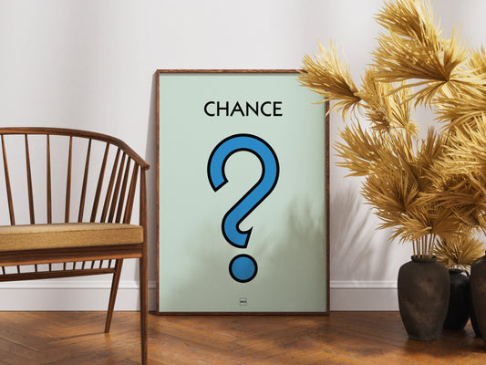 Affiche décorative avec encadrement inspirée de l'illustration Chance du jeu Monopoly.