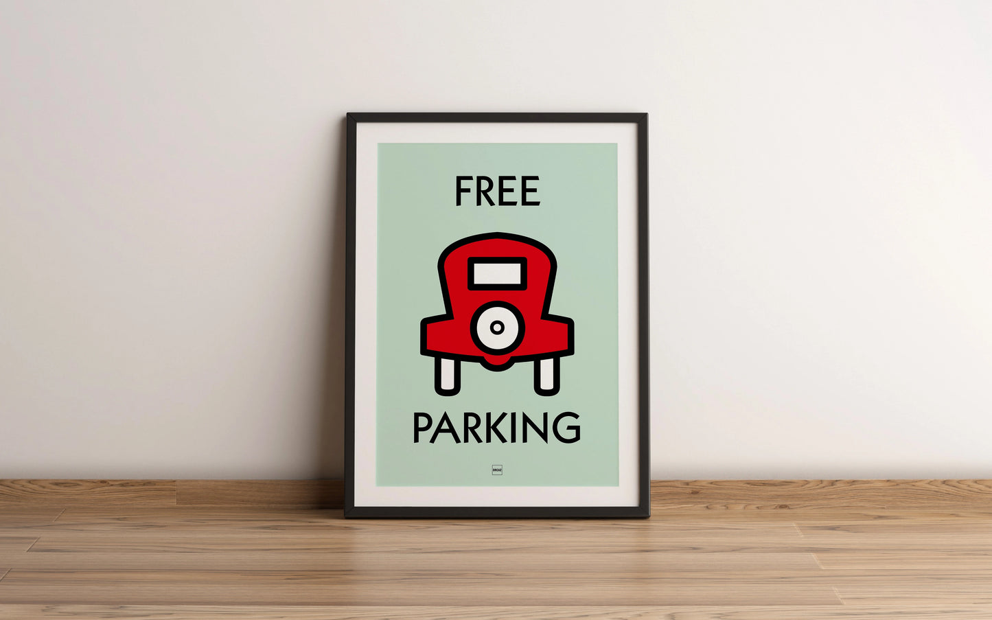 Affiche encadrée de l'icône du monopoly Free Parking