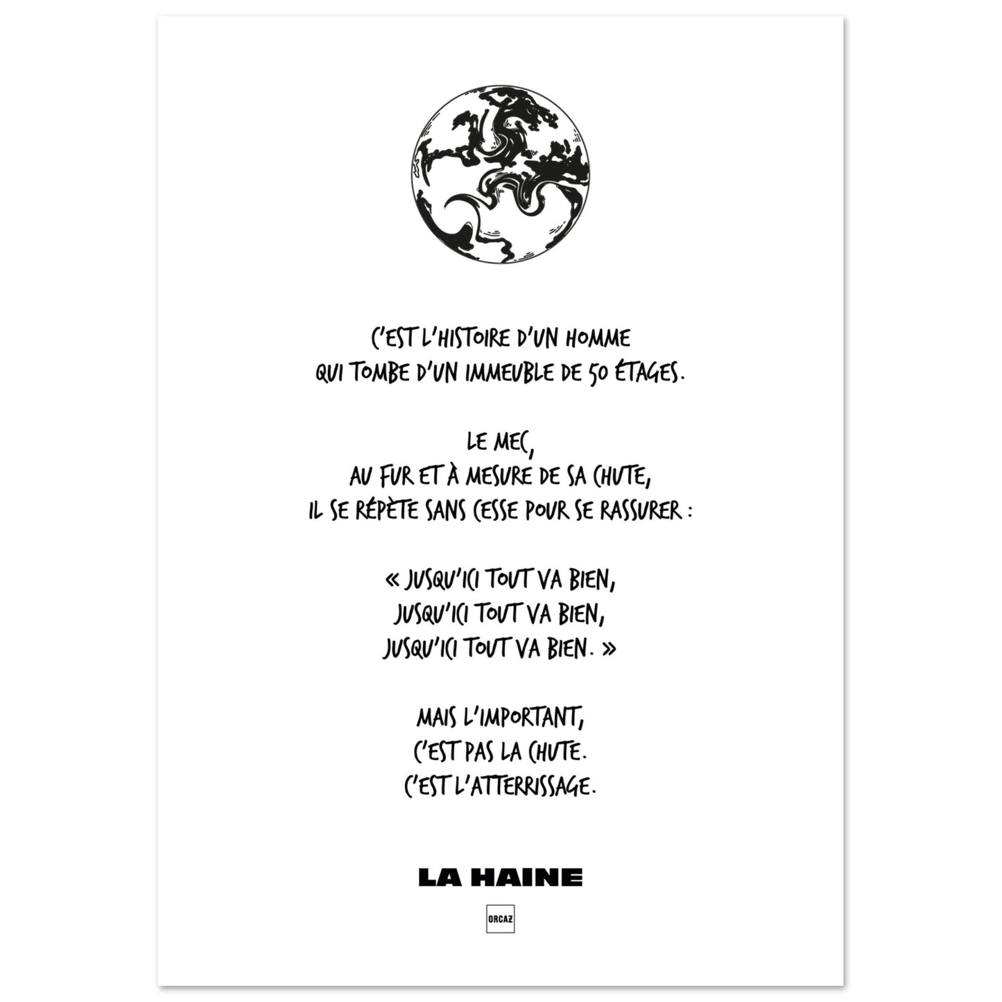 Magnifique affiche du film La Haine.