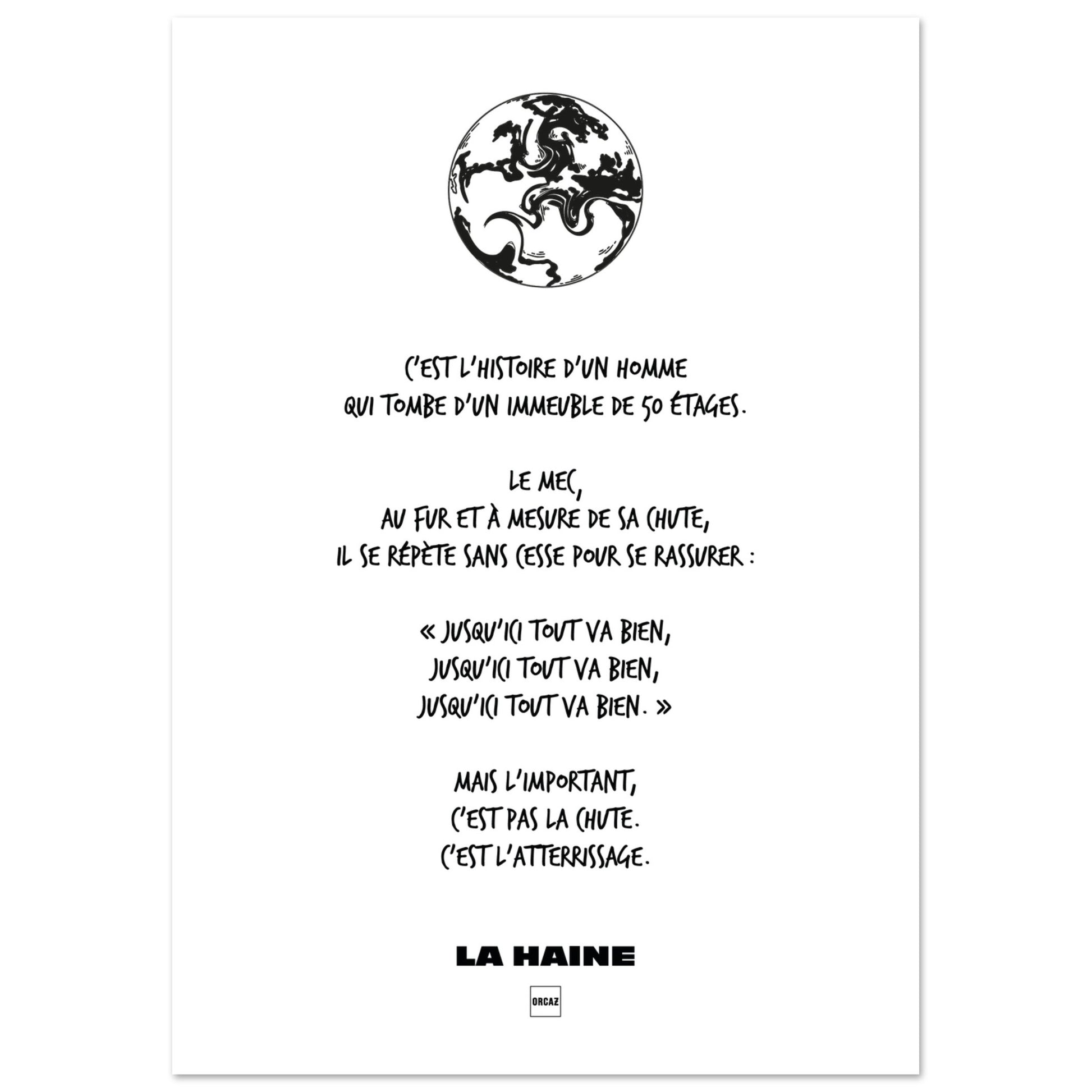 Magnifique affiche du film La Haine.