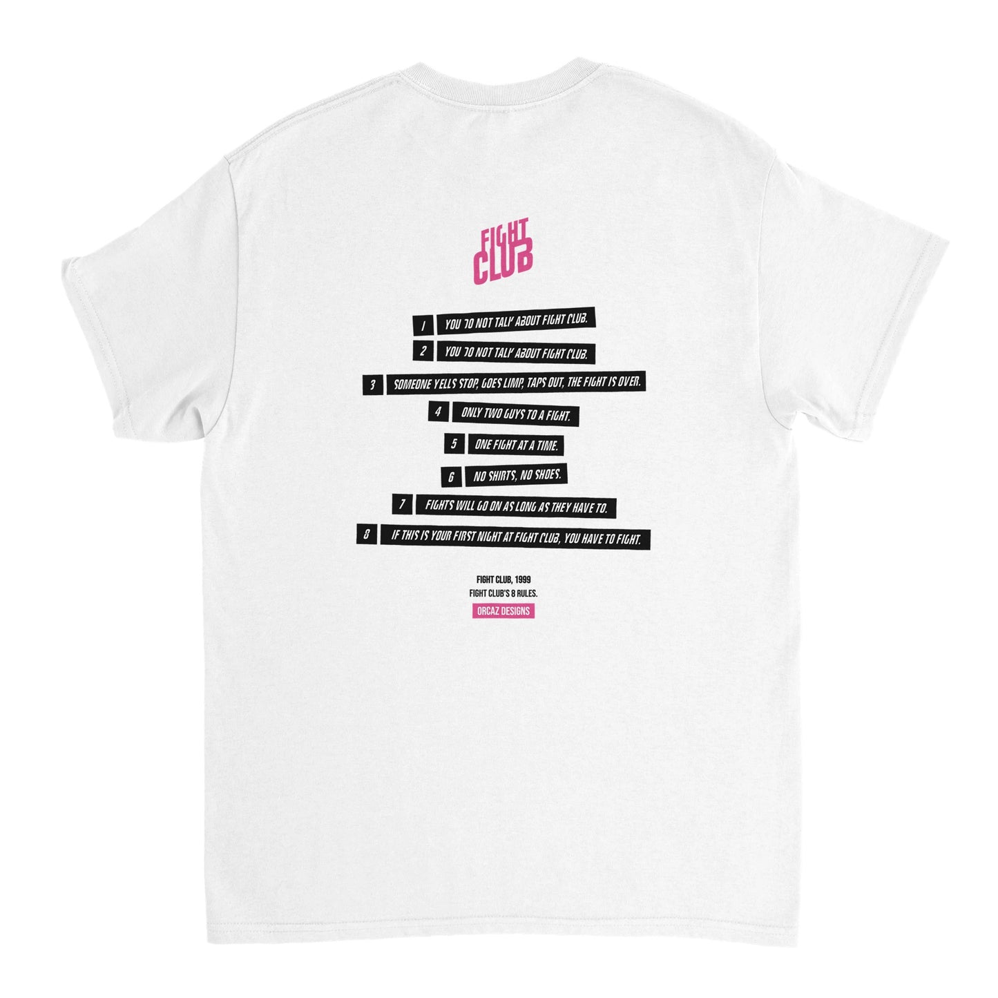 T-shirt blanc de dos avec grande impression.
