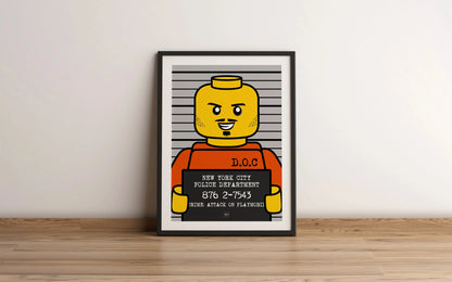 Affiche Lego version Mugshot par Orcaz Designs.