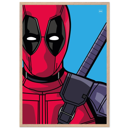 Affiche minimaliste du personnage Deadpool par Orcaz Designs.