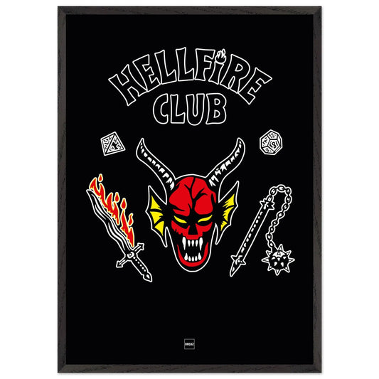 Affiche encadrée du Hellfire Club de Stranger Things par Orcaz Designs.