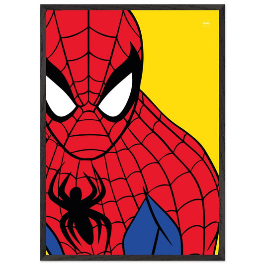 Affiche colorée et minimaliste de Spider-Man par Orcaz Designs.