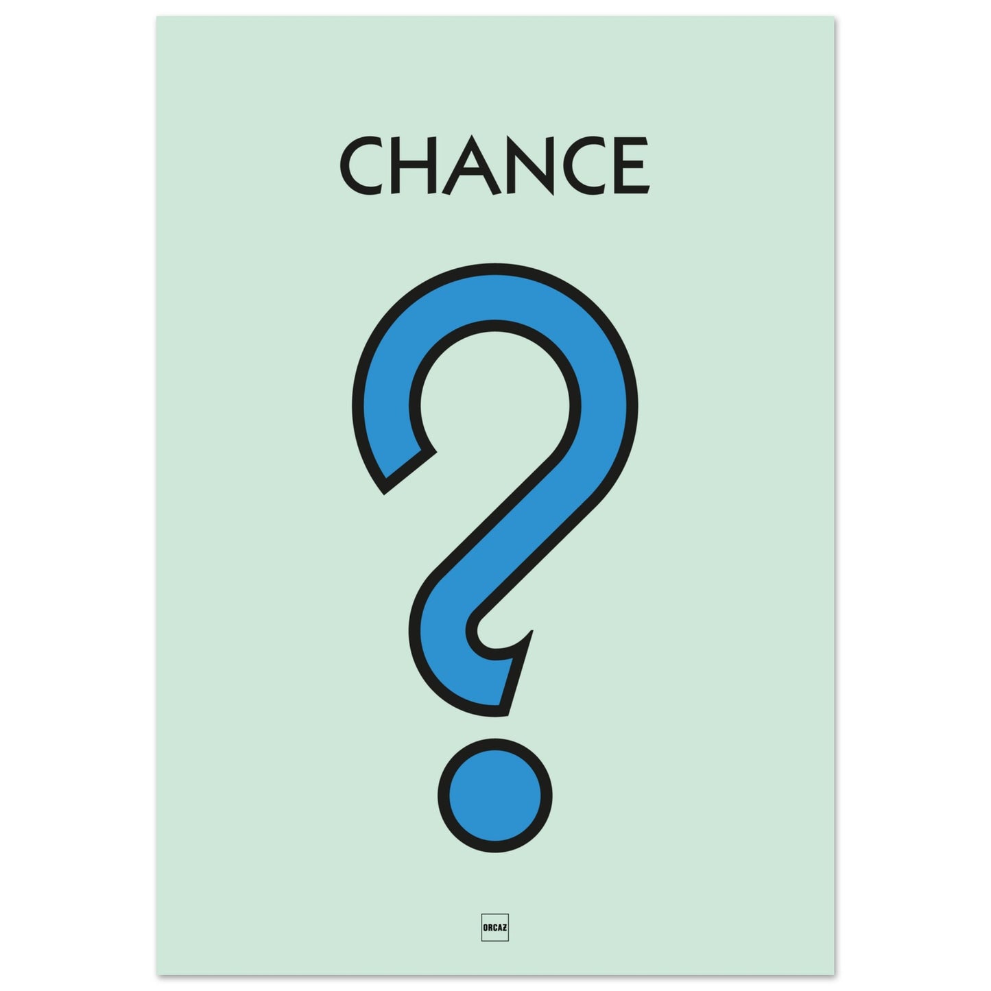 Affiche icône du monopoly Chance en bleu