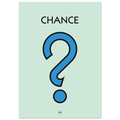 Affiche icône du monopoly Chance en bleu