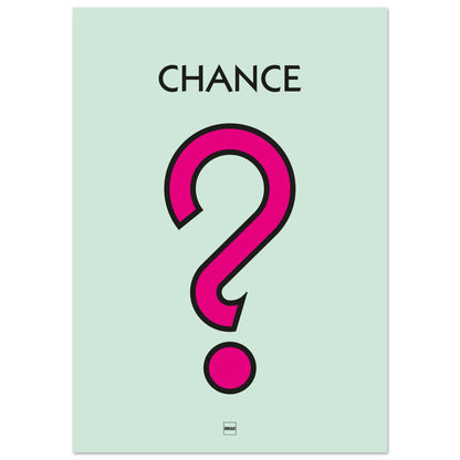 Affiche icône du monopoly Chance en rose