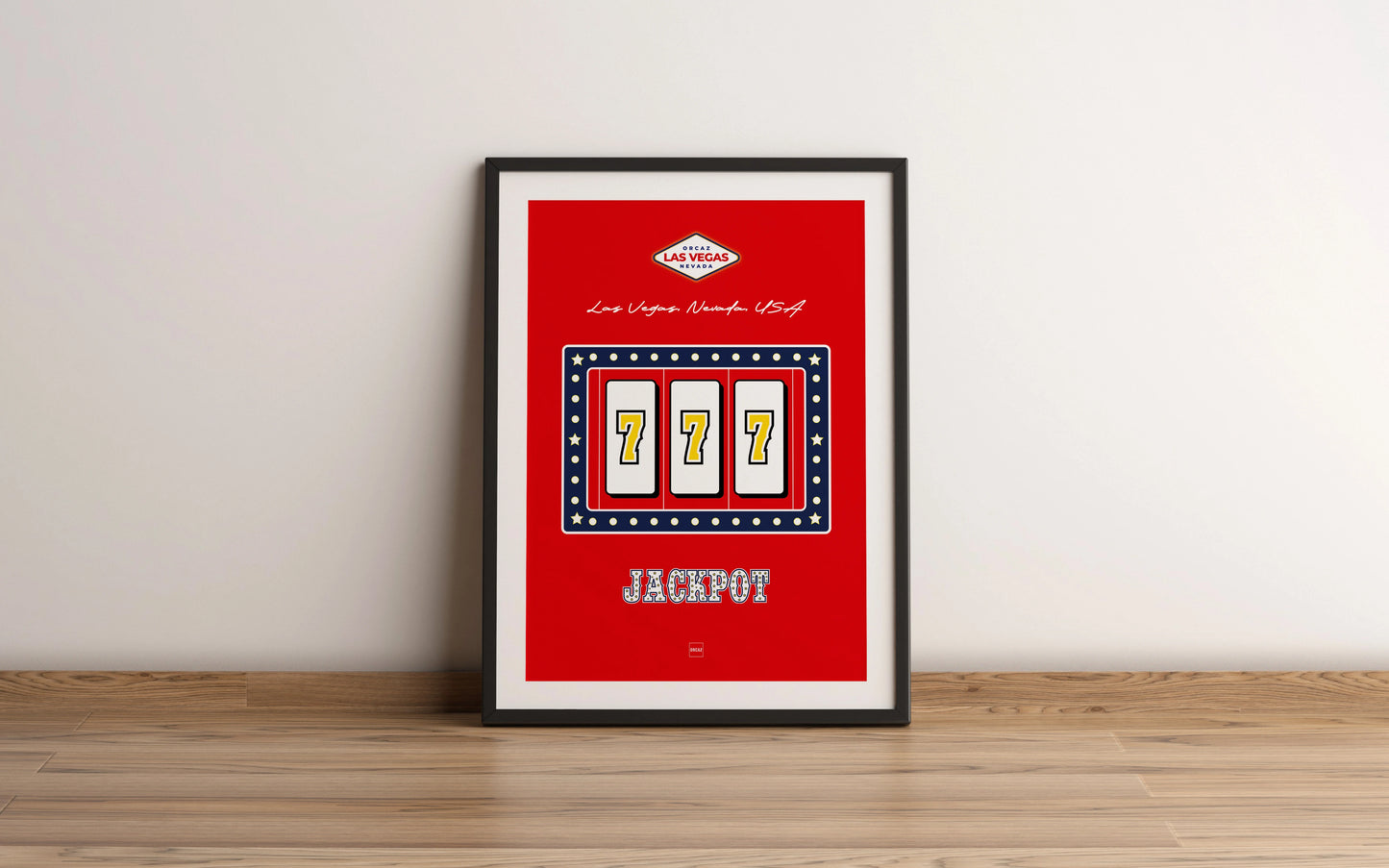 Poster encadrée avec illustration de machine à sous aux couleurs des USA