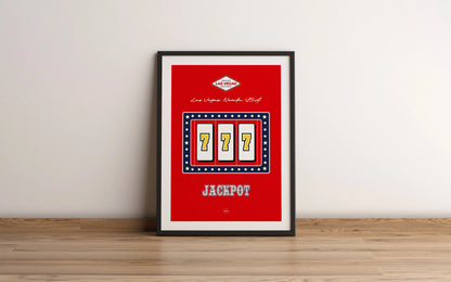 Poster encadrée avec illustration de machine à sous aux couleurs des USA
