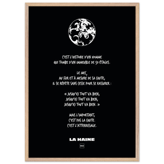 Affiche en noir et blanc du film la Haine par Orcaz Designs.