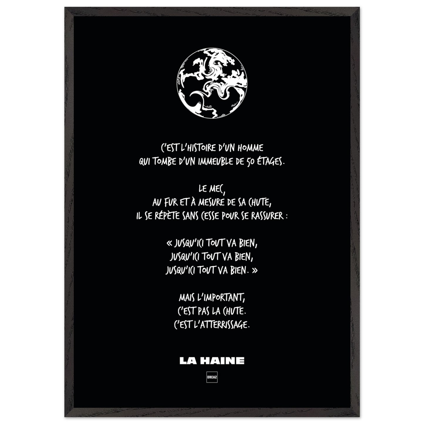 Affiche en noir et blanc du film la Haine par Orcaz Designs.