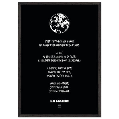 Affiche en noir et blanc du film la Haine par Orcaz Designs.