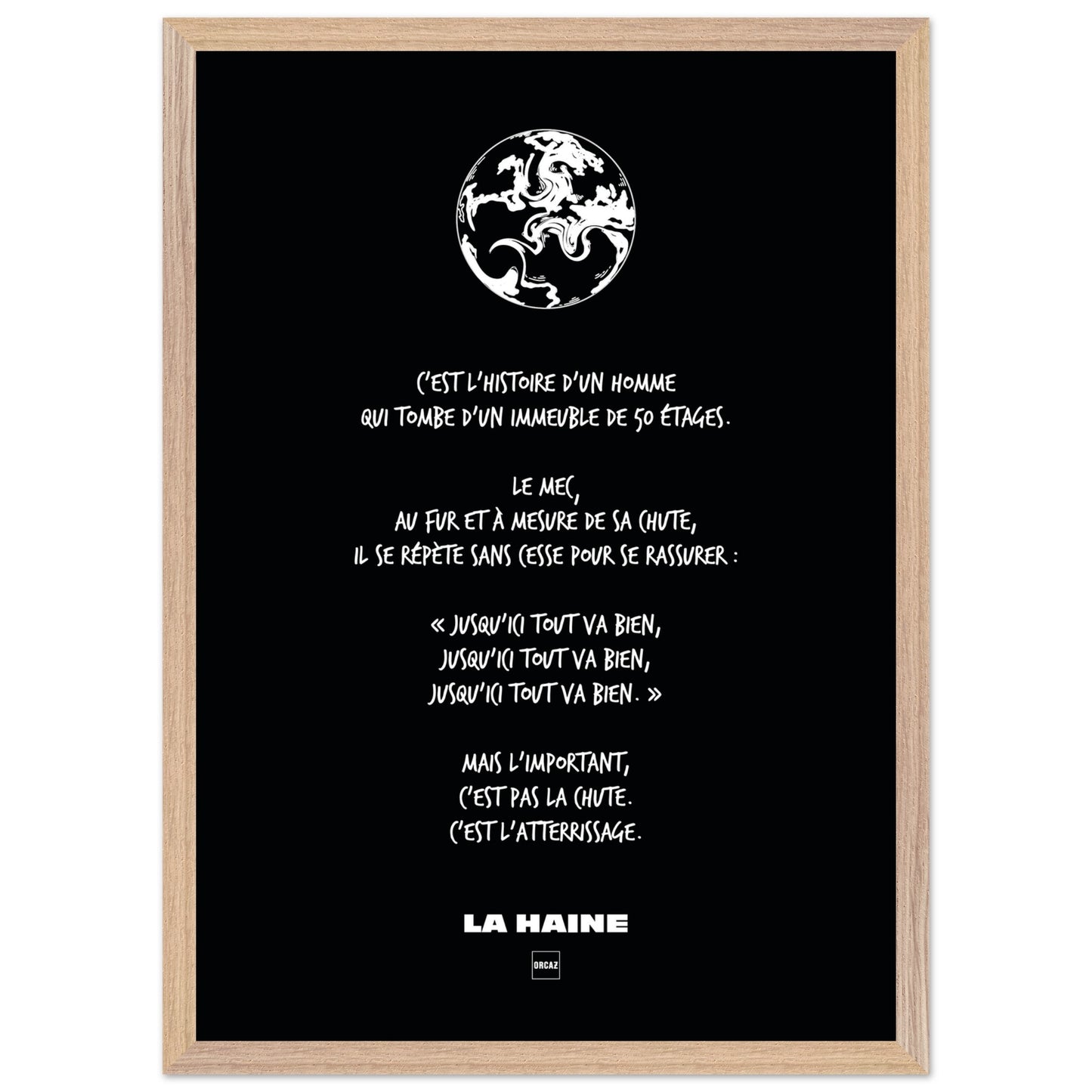 Affiche en noir et blanc du film la Haine par Orcaz Designs.