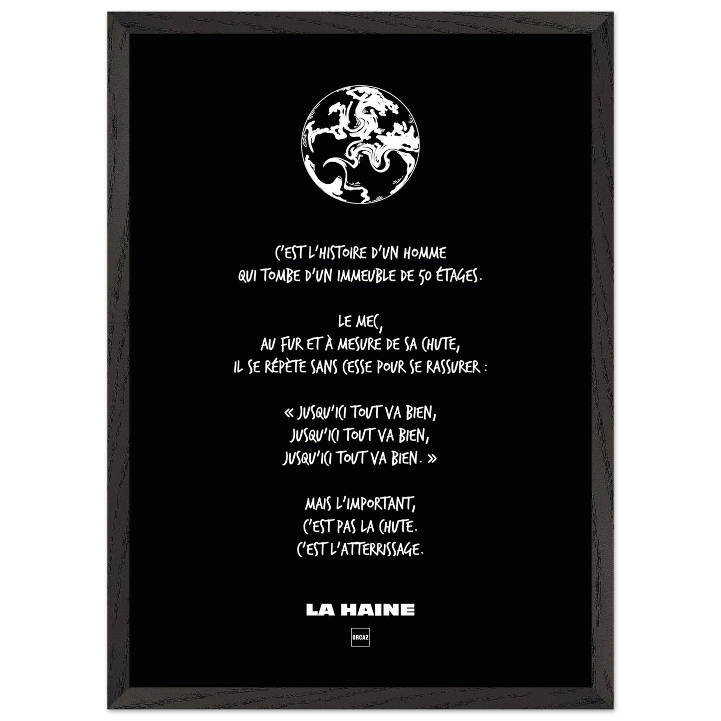 Affiche en noir et blanc du film la Haine par Orcaz Designs.