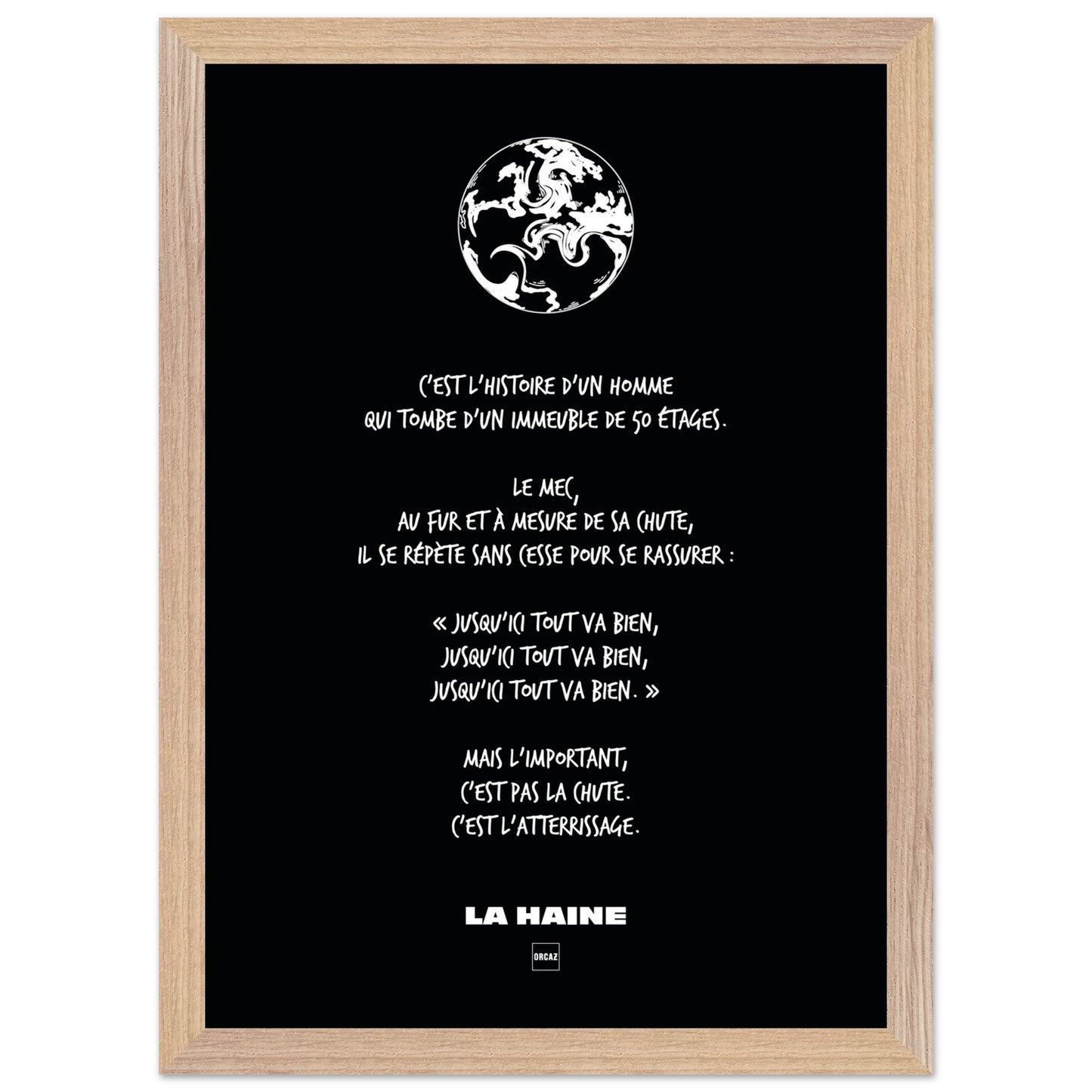 Affiche en noir et blanc du film la Haine par Orcaz Designs.