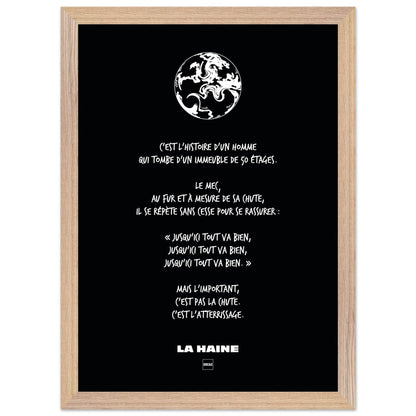 Affiche en noir et blanc du film la Haine par Orcaz Designs.