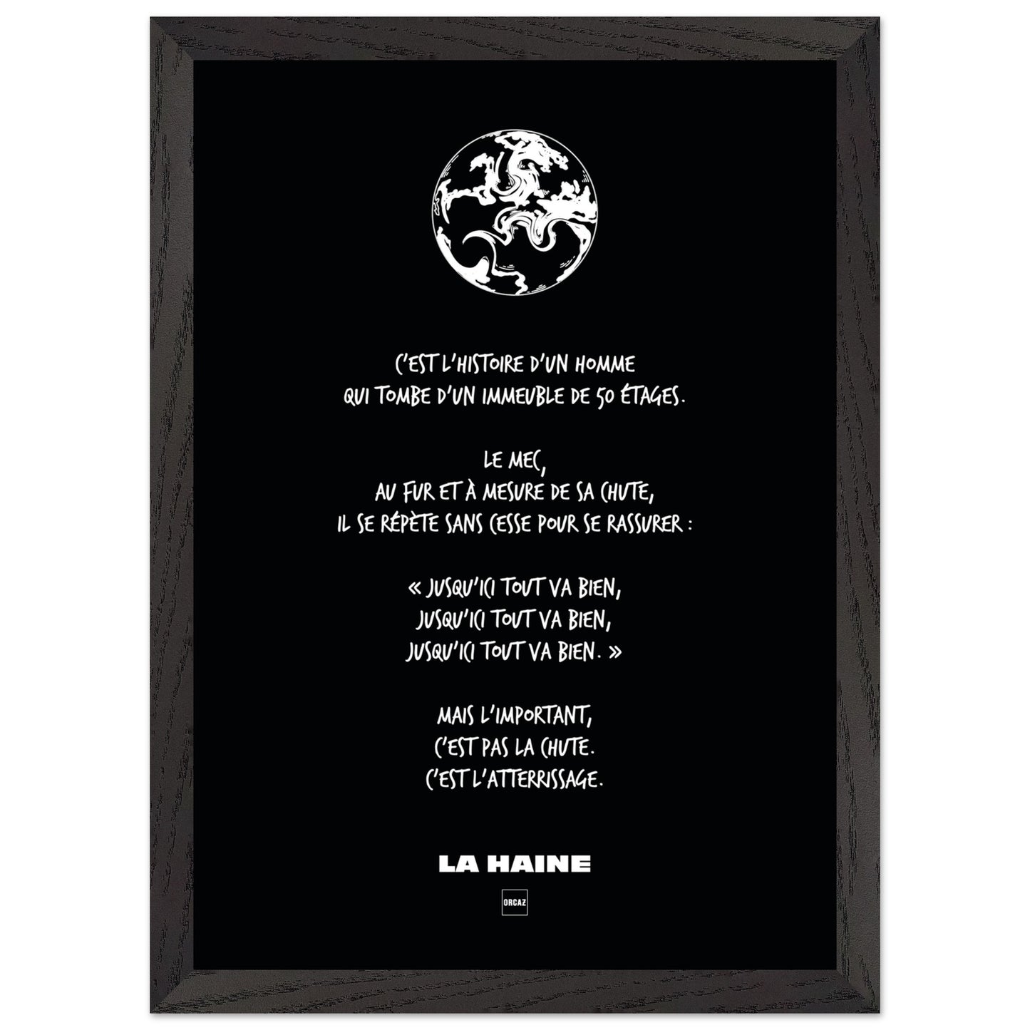 Affiche en noir et blanc du film la Haine par Orcaz Designs.