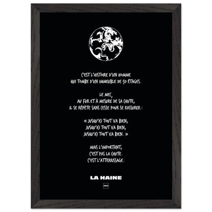 Affiche en noir et blanc du film la Haine par Orcaz Designs.