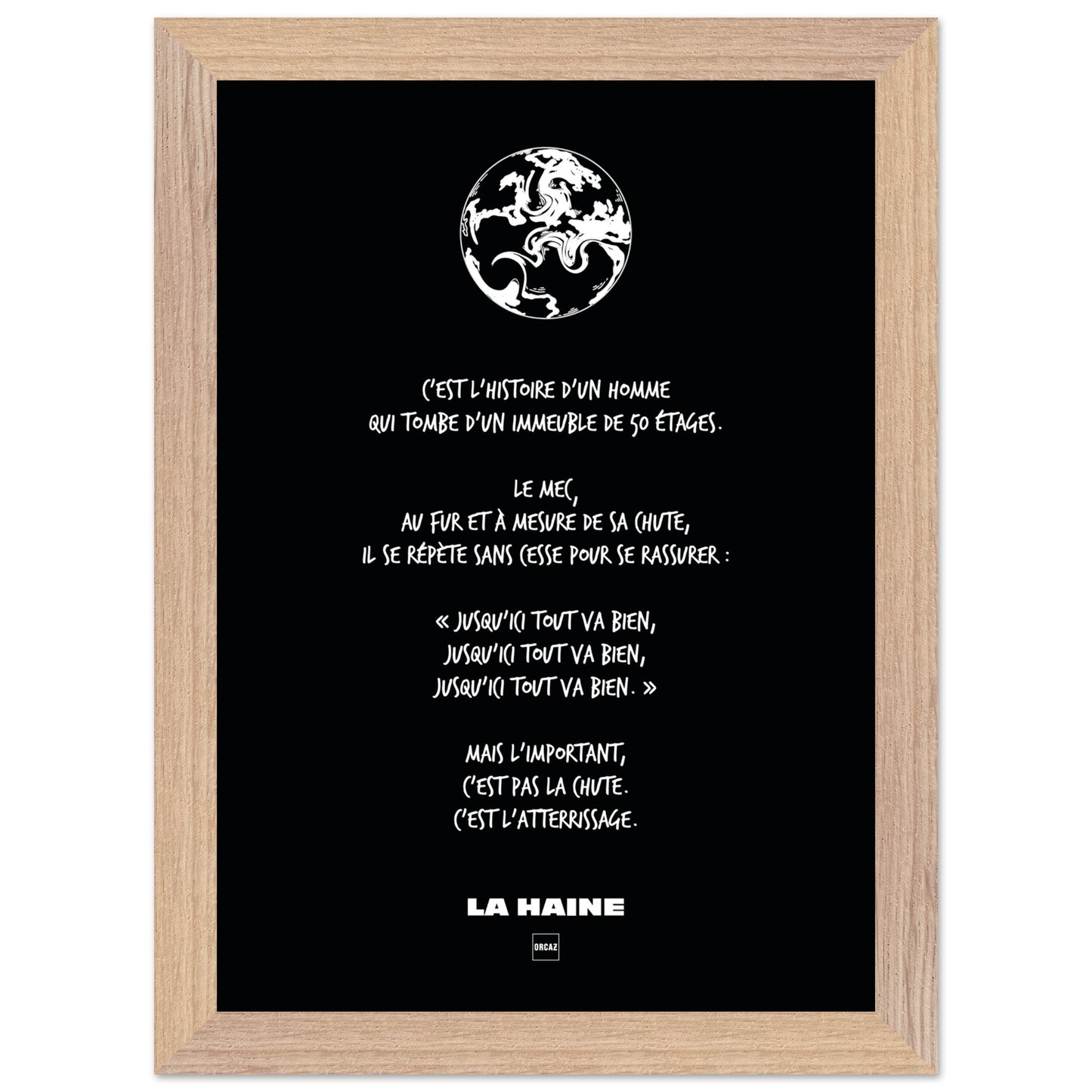 Affiche en noir et blanc du film la Haine par Orcaz Designs.