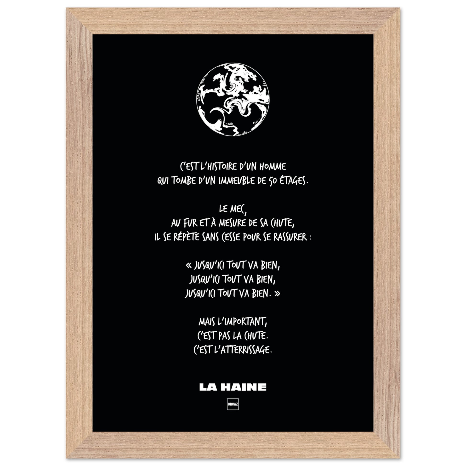 Affiche en noir et blanc du film la Haine par Orcaz Designs.