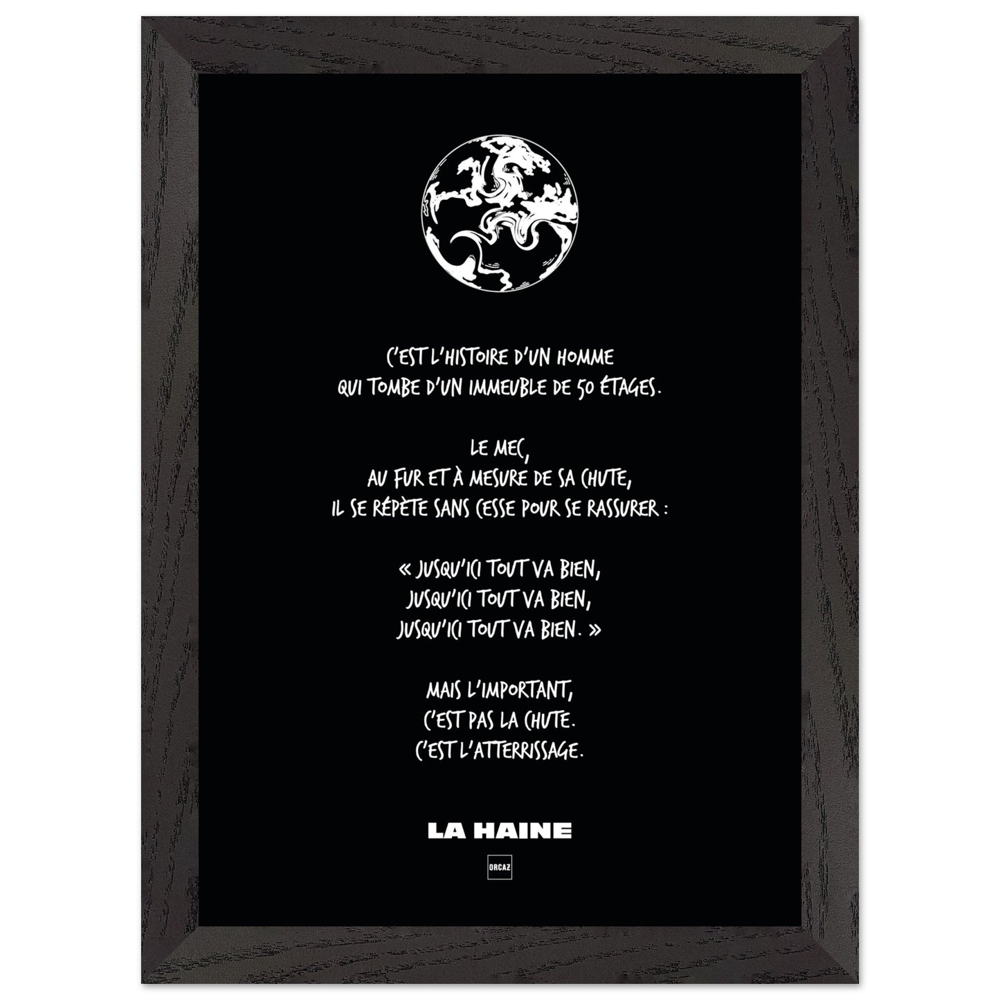 Affiche en noir et blanc du film la Haine par Orcaz Designs.