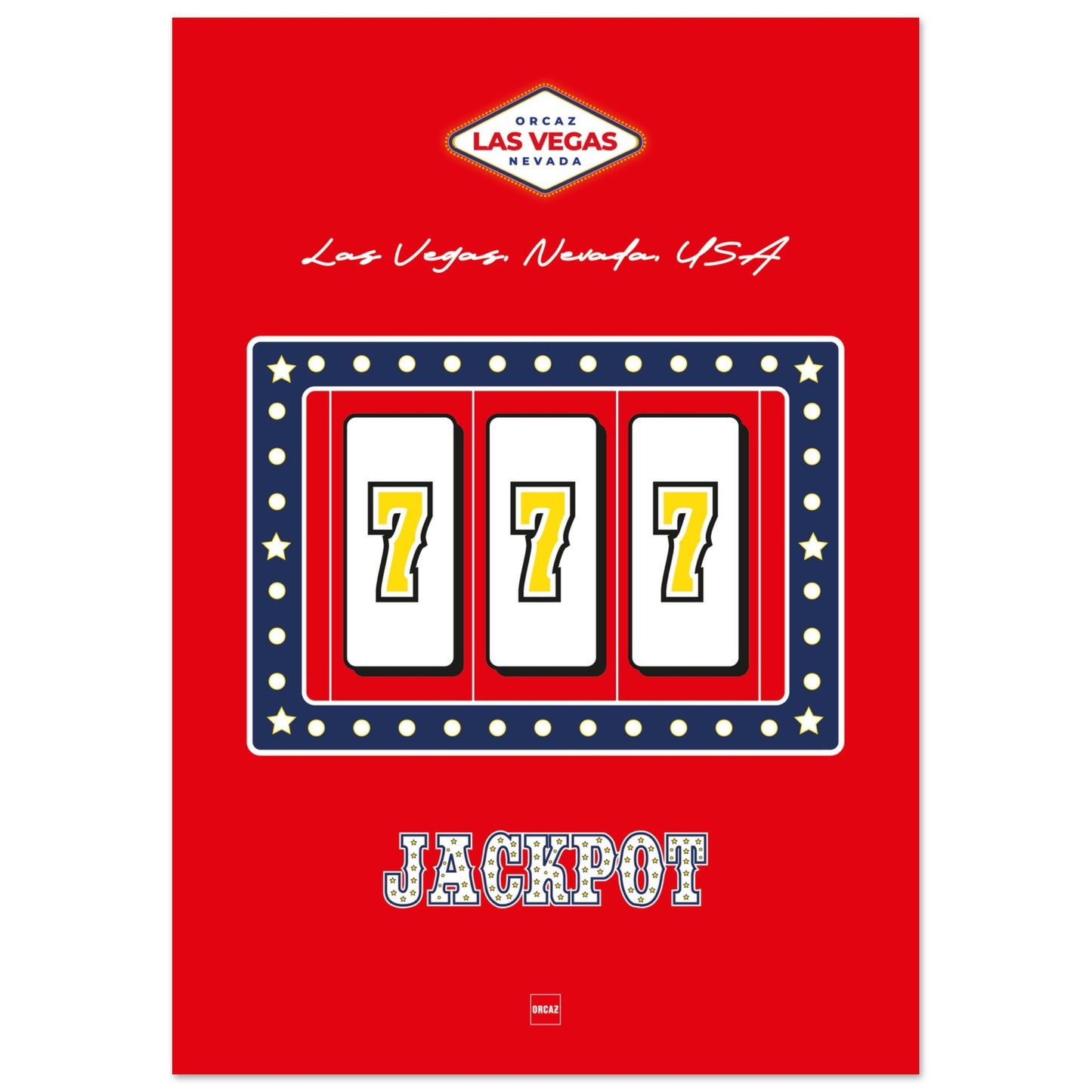 Poster avec illustration de machine à sous aux couleurs des USA