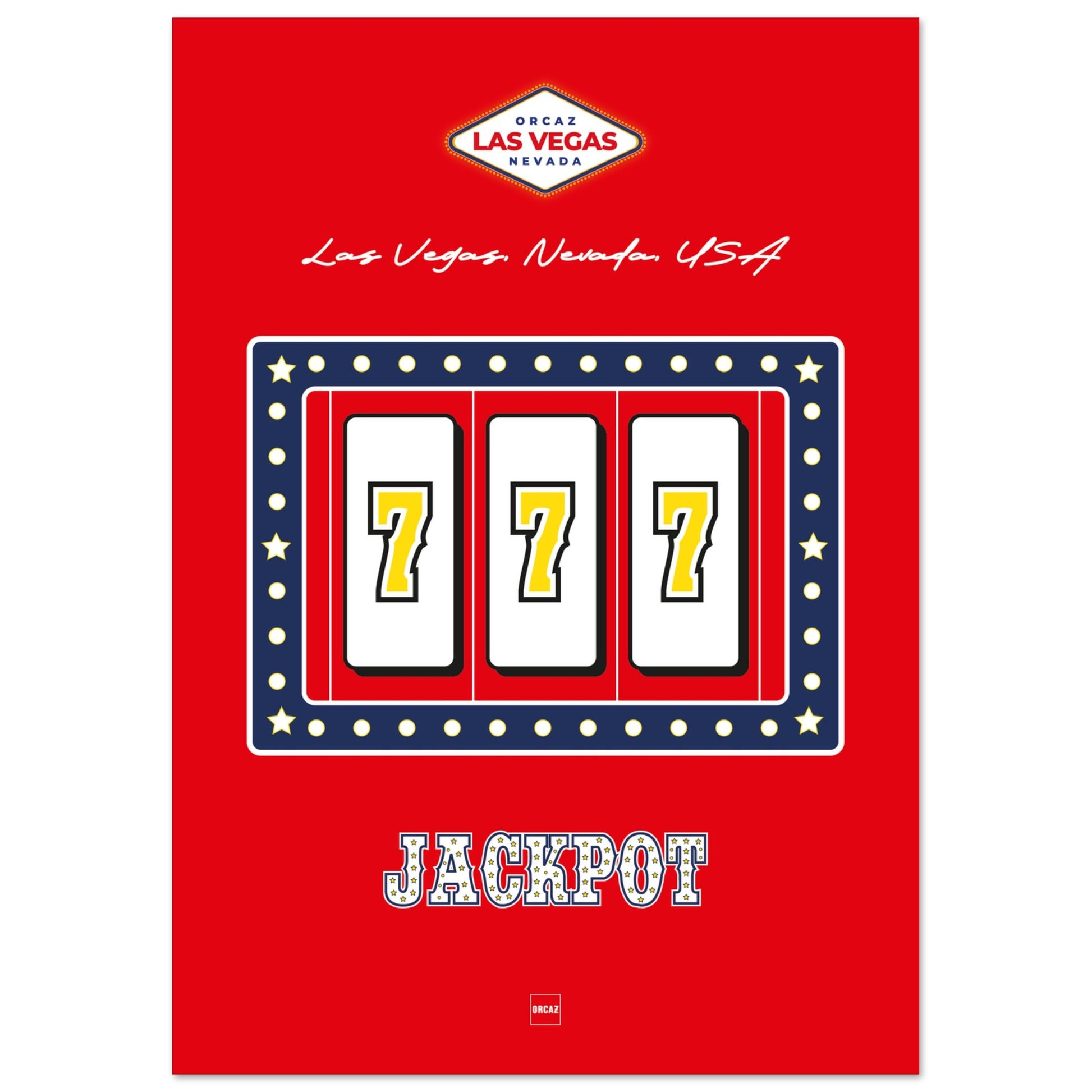 Poster avec illustration de machine à sous aux couleurs des USA