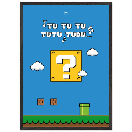 Affiche encadrée minimaliste en couleurs inspirée de l'univers de Mario.
