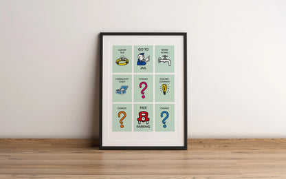 Affiche encadrée sur le thème du monopoly