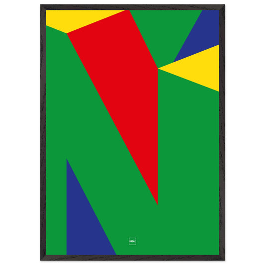 Affiche encadrée du logo Nintendo 64 revisité en version cubisme par Orcaz.