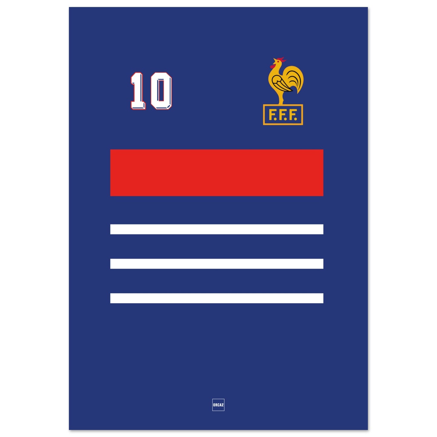 Affiche minimaliste du maillot de l'équipe de France de football numéro 10 en bleu