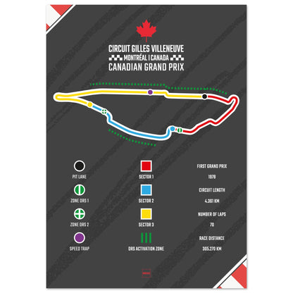 Affiche du circuit de Formule 1 de Montréal au Canada par Orcaz