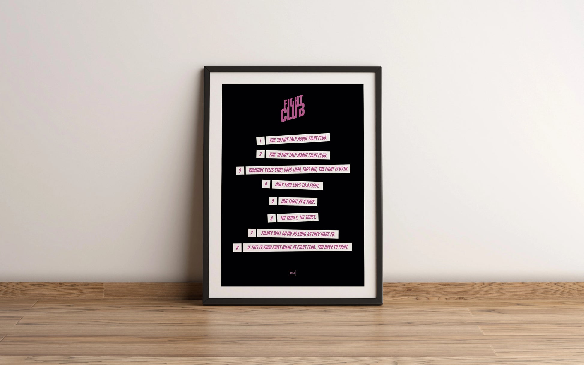 Poster du film Fight Club avec les huit règles du club.