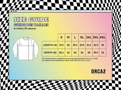 Guide des tailles pour les sweats en pouces