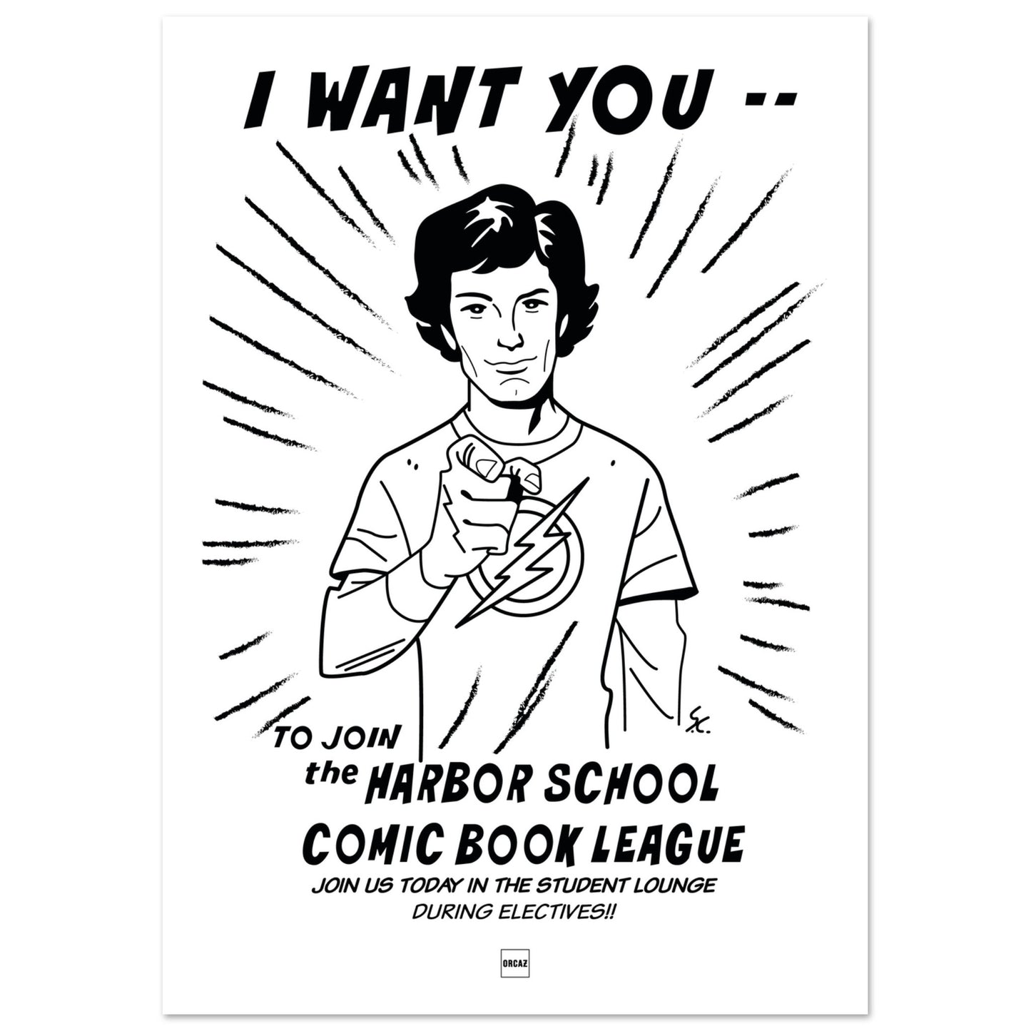 Affiche du flyer dessiné par Seth Cohen dans la série Newport Beach (The OC).