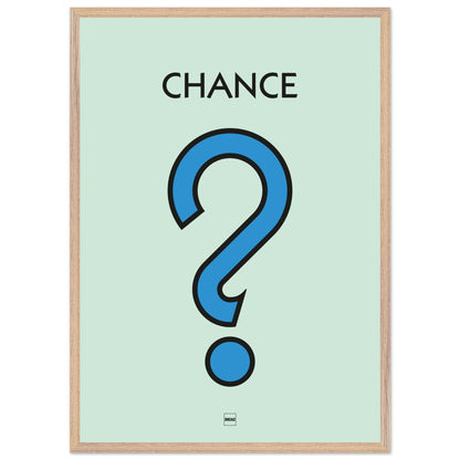 Affiche décorative avec encadrement inspirée de l'illustration Chance du jeu Monopoly.