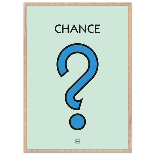 Affiche décorative avec encadrement inspirée de l'illustration Chance du jeu Monopoly.