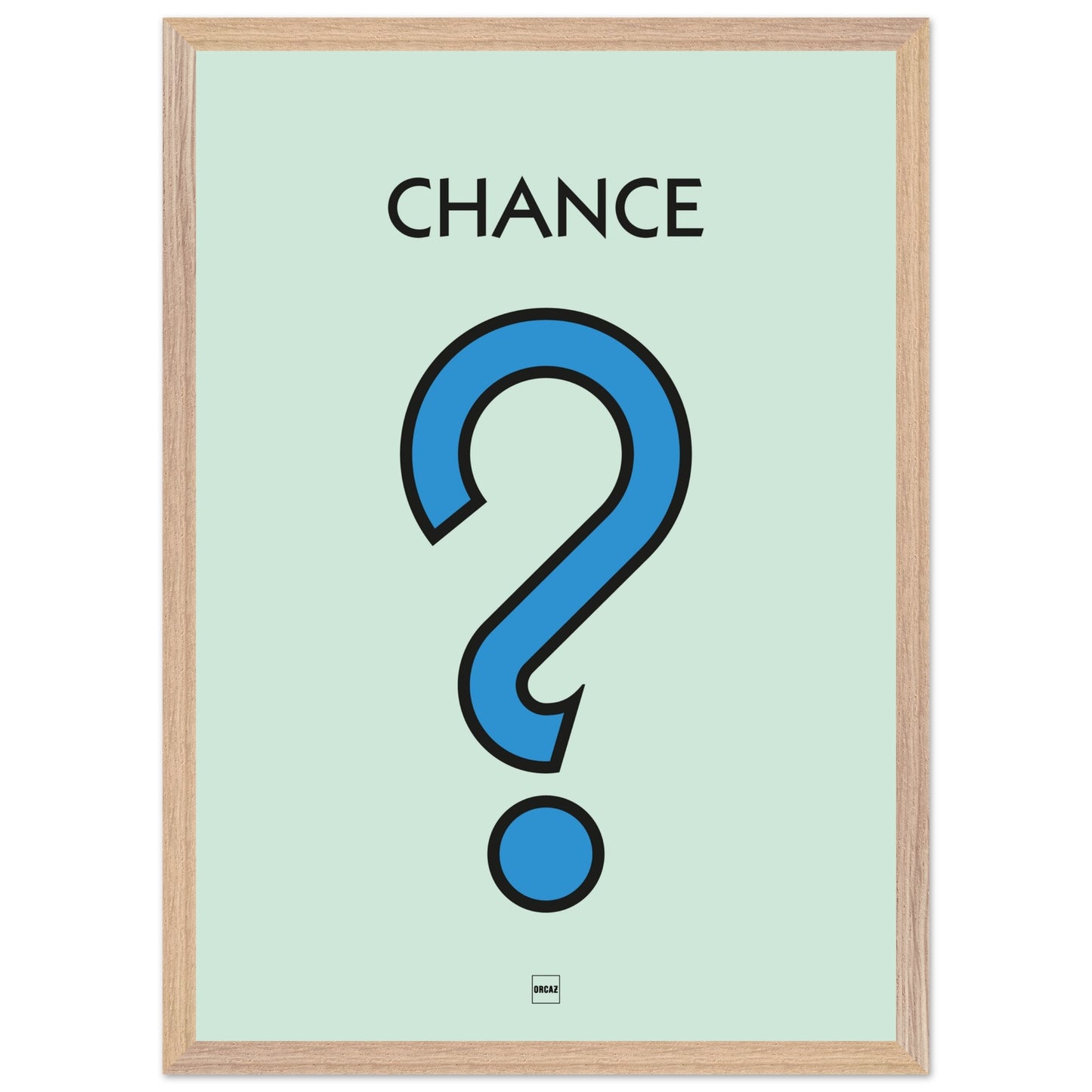 Affiche décorative avec encadrement inspirée de l'illustration Chance du jeu Monopoly.