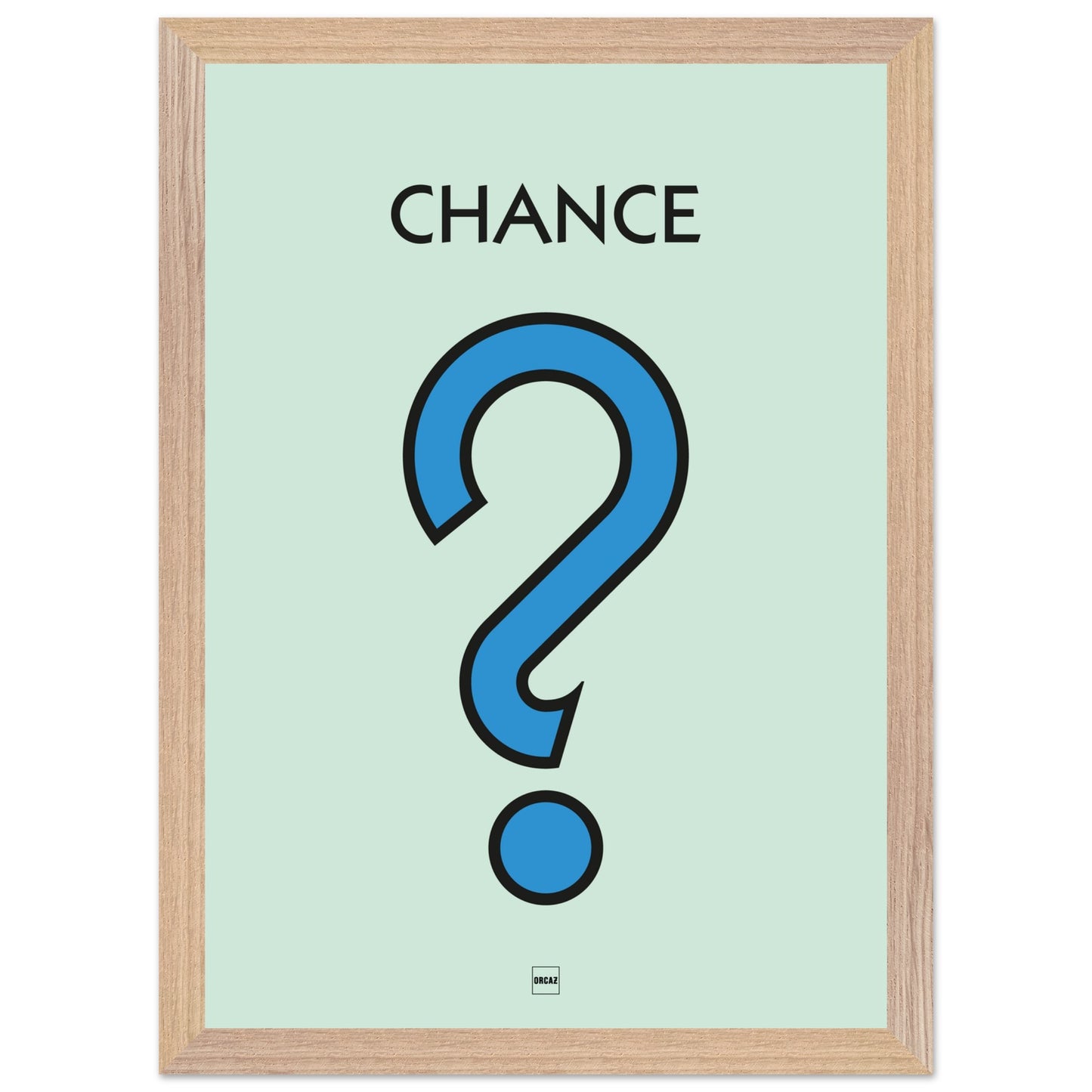 Affiche décorative avec encadrement inspirée de l'illustration Chance du jeu Monopoly.