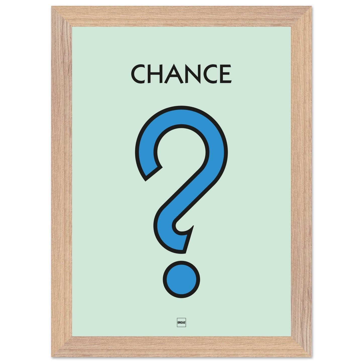 Affiche décorative avec encadrement inspirée de l'illustration Chance du jeu Monopoly.