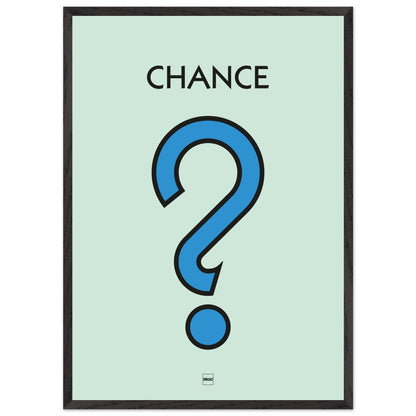 Affiche décorative avec encadrement inspirée de l'illustration Chance du jeu Monopoly.