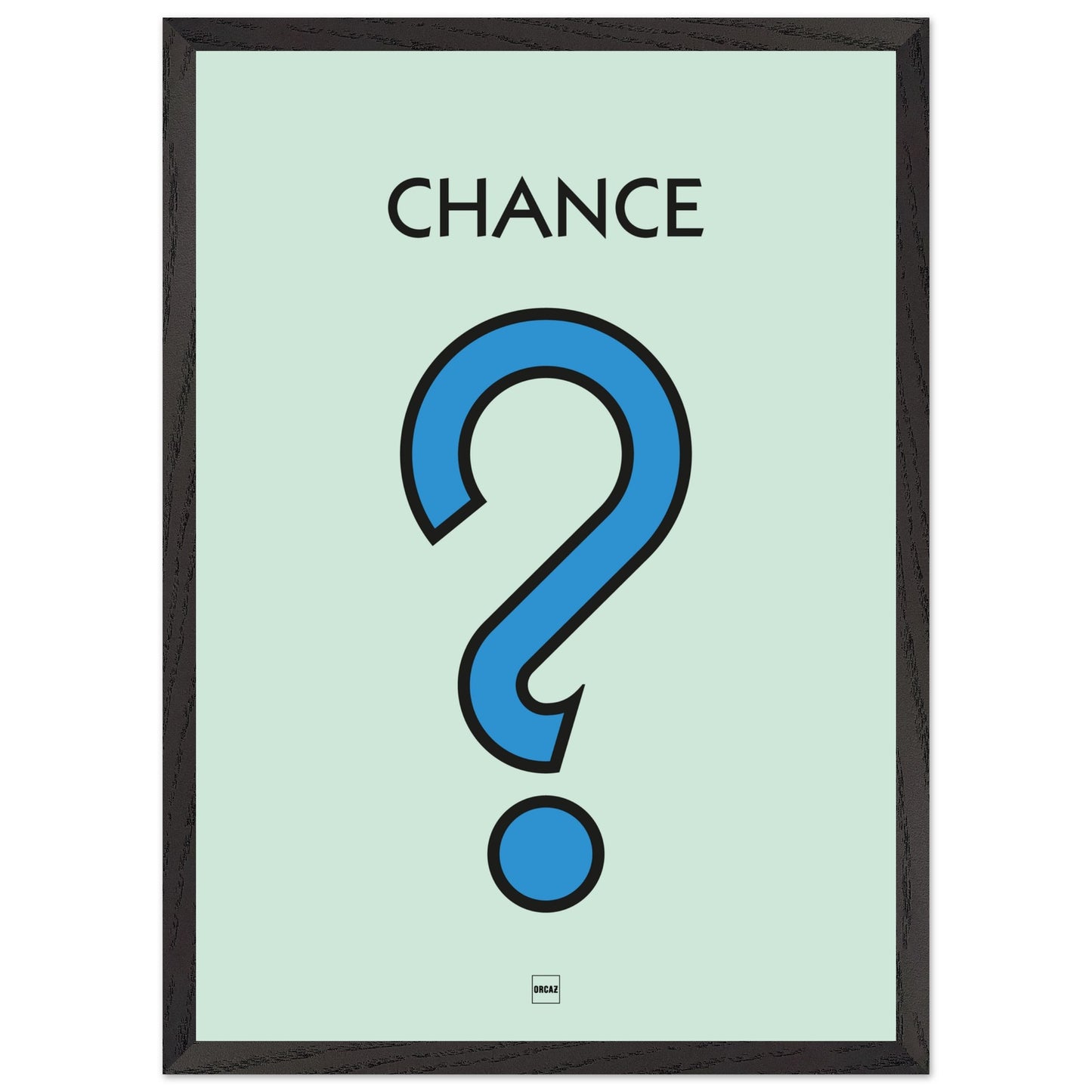 Affiche décorative avec encadrement inspirée de l'illustration Chance du jeu Monopoly.