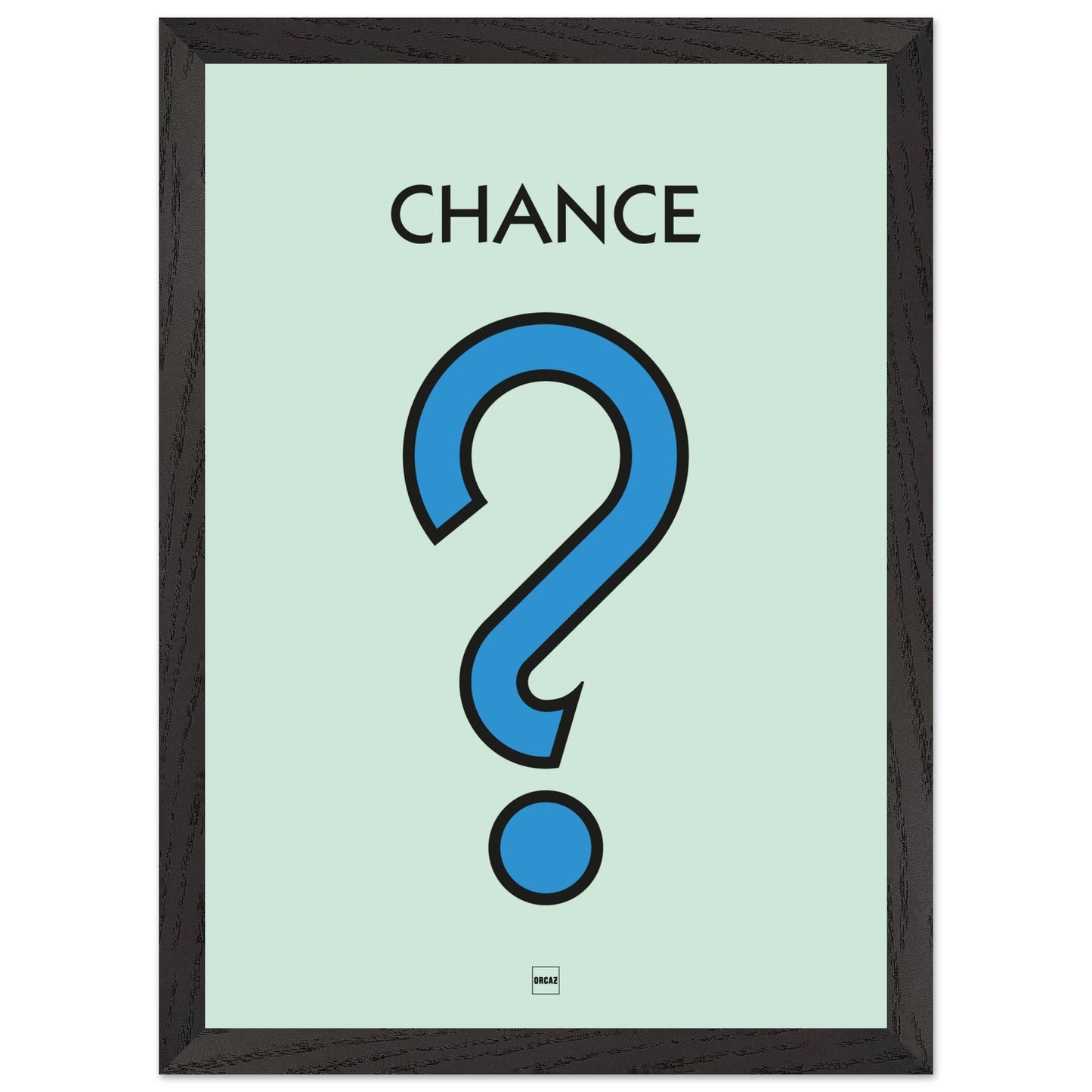 Affiche décorative avec encadrement inspirée de l'illustration Chance du jeu Monopoly.