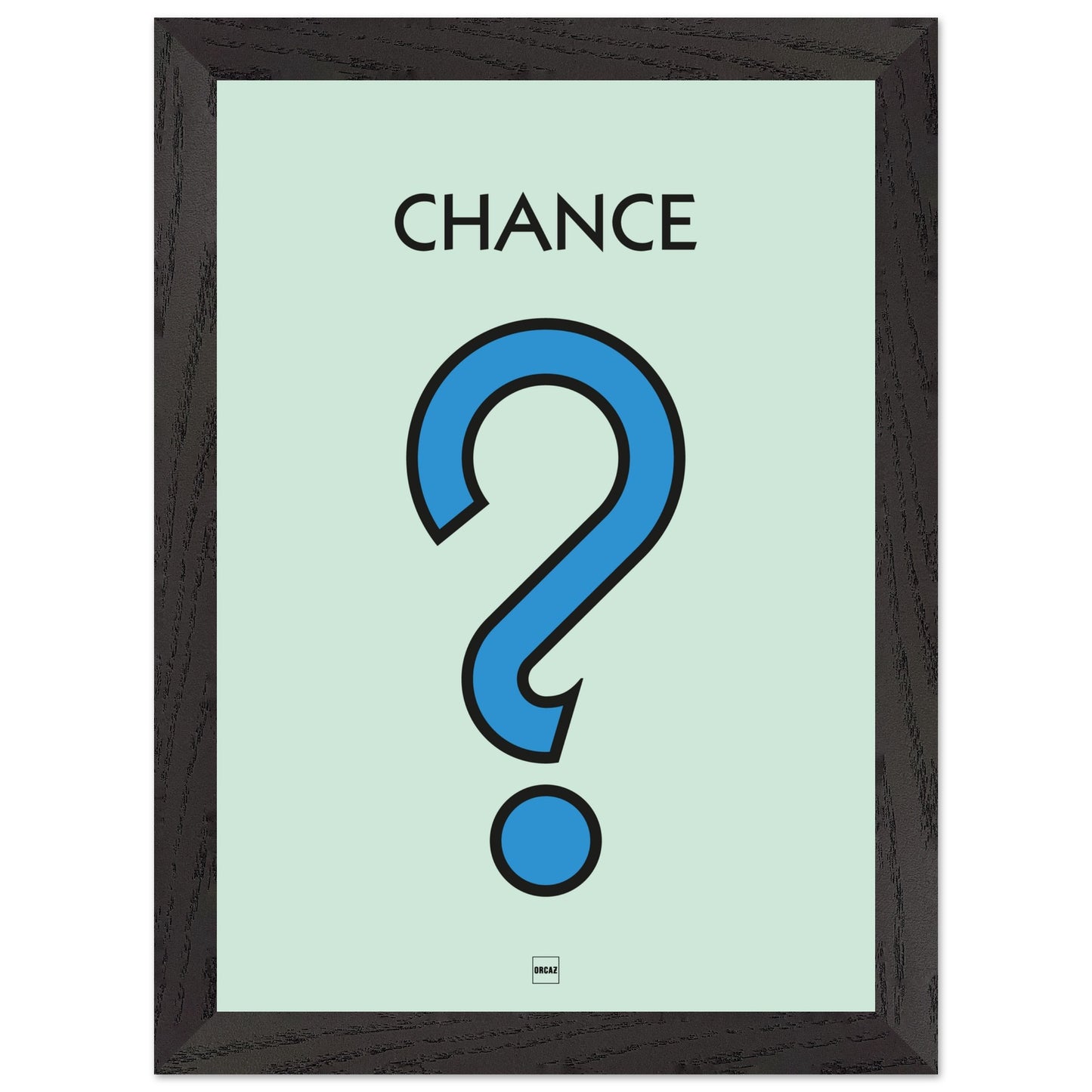 Affiche décorative avec encadrement inspirée de l'illustration Chance du jeu Monopoly.