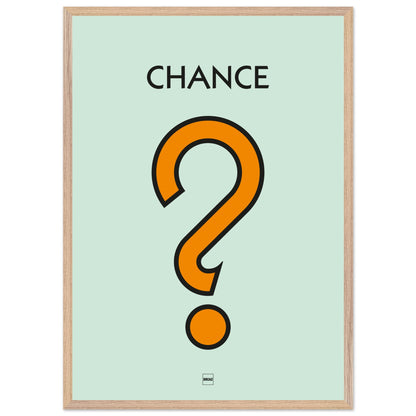 Affiche décorative avec encadrement inspirée de l'illustration Chance du jeu Monopoly.
