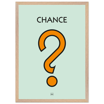 Affiche décorative avec encadrement inspirée de l'illustration Chance du jeu Monopoly.